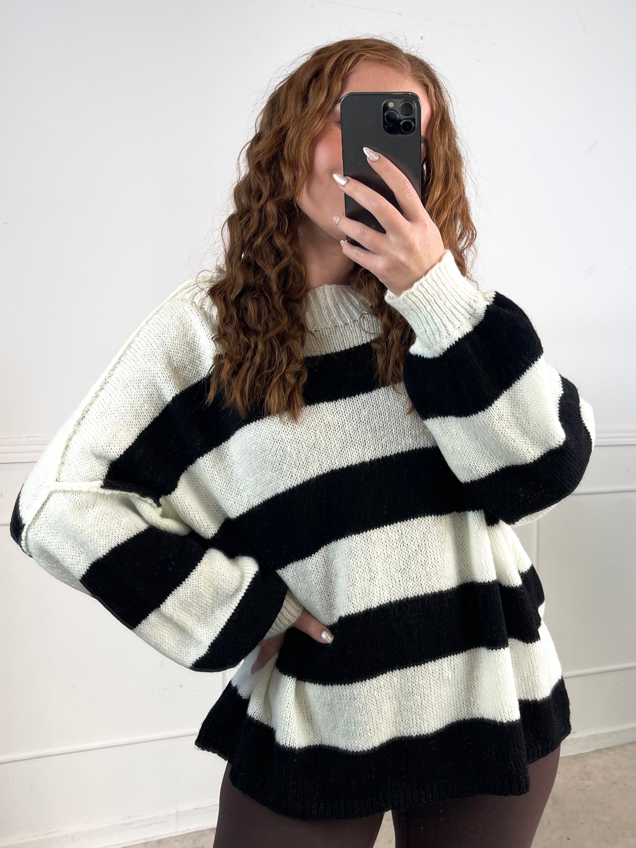 Stacia - Strikbluse med brede striber